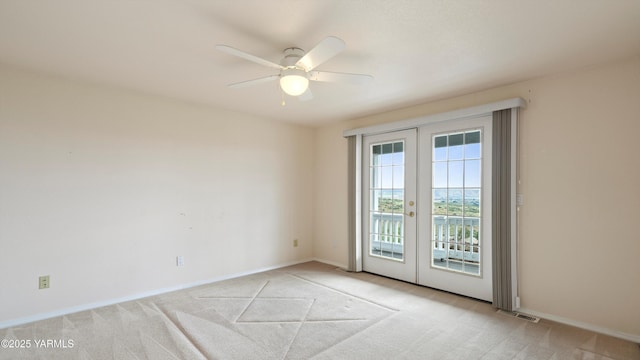 40 Vista Verde Dr, Yakima, WA 98901 - unfurnished room with french doors, light carpet, a ceiling fan, and baseboards