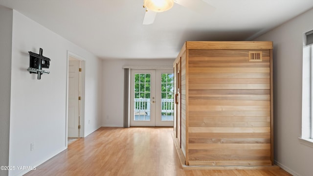40 Vista Verde Dr, Yakima, WA 98901 - interior space featuring access to outside, wood finished floors, baseboards, french doors, and ceiling fan