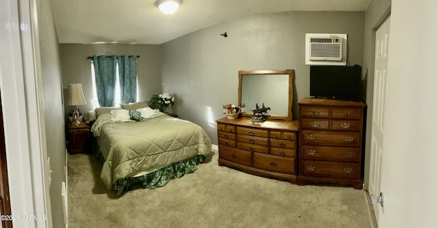 106 S G St, Toppenish, WA 98948 - carpeted bedroom with lofted ceiling and a wall mounted air conditioner