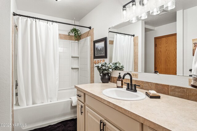 12826 Douglas Rd, Yakima, WA 98908 - full bathroom with vanity and shower / bathtub combination with curtain