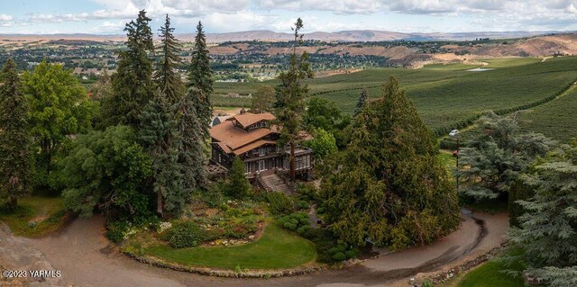 drone / aerial view with a mountain view