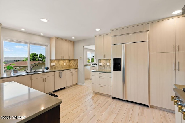 5310 W Lincoln Ave, Yakima, WA 98908 - kitchen featuring paneled built in refrigerator, decorative backsplash, dishwasher, healthy amount of natural light, and recessed lighting