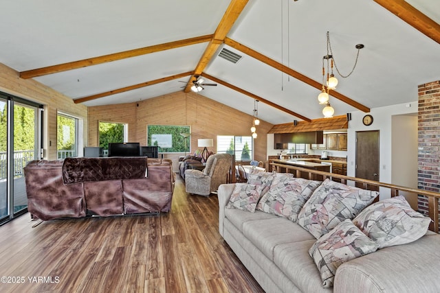 5504 Pear Butte Dr, Yakima, WA 98901 - living room featuring dark wood-style floors and ceiling fan