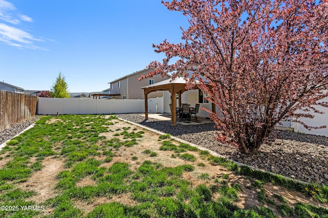 view of yard featuring a fenced backyard and a patio area