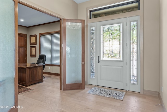 5506 Marilane St, Yakima, WA 98908 - entryway with light wood-style flooring and crown molding