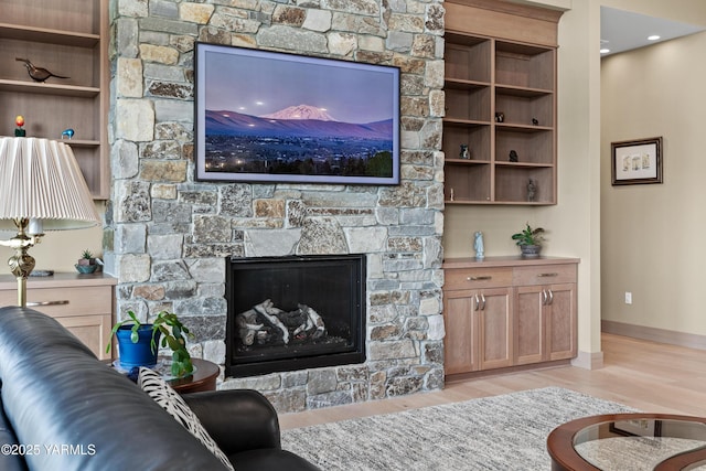 5506 Marilane St, Yakima, WA 98908 - living room featuring light wood-style floors and a fireplace