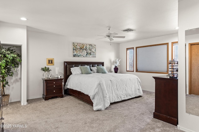 191 Alteejen Rd, Zillah, WA 98953 - carpeted bedroom featuring visible vents, a ceiling fan, baseboards, and recessed lighting