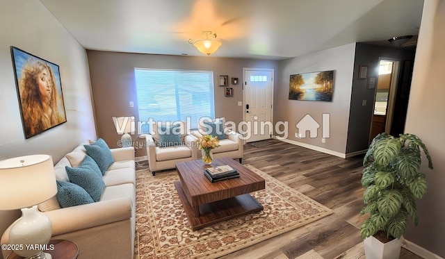 6402 Crestfields Rd, Yakima, WA 98908 - living area with baseboards and dark wood finished floors