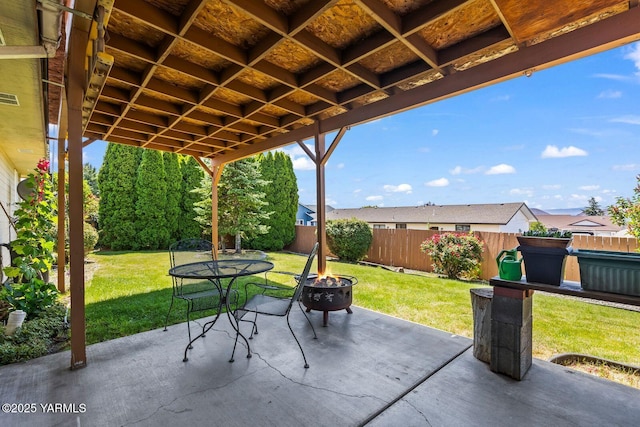 5304 Channel Dr, Yakima, WA 98901 - fenced backyard with a patio and a fire pit