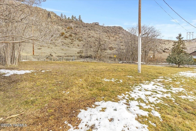 view of yard featuring a mountain view