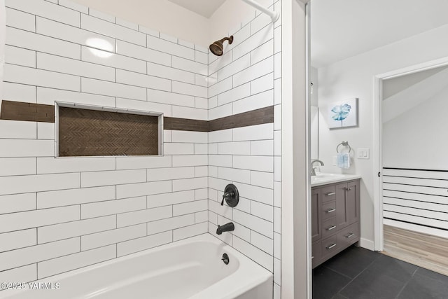 419 N 62nd Ave, Yakima, WA 98908 - bathroom with tile patterned floors, bathing tub / shower combination, and vanity