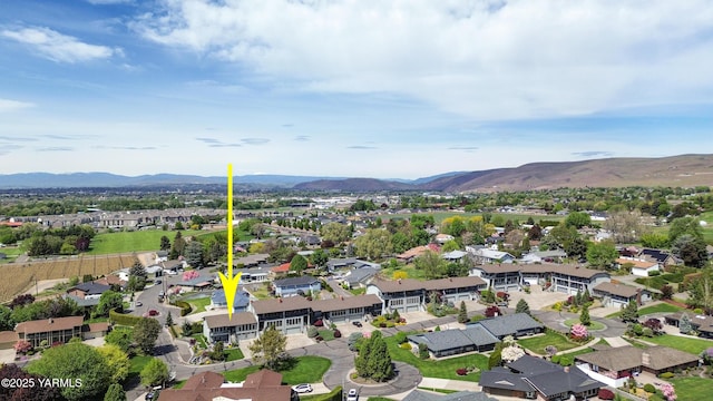 aerial view with a residential view and a mountain view