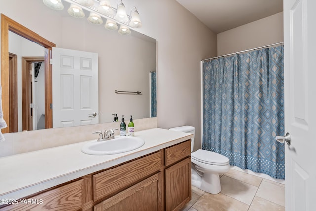 9307 Torrey Pines Ln, Yakima, WA 98908 - full bathroom with tile patterned flooring, vanity, and a shower with shower curtain