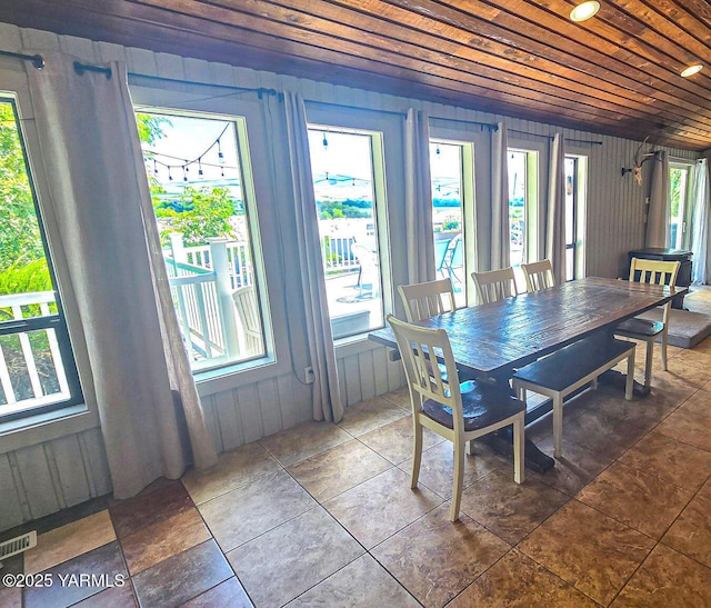 1391 Lancaster Rd, Selah, WA 98942 - dining area featuring wooden ceiling and wooden walls
