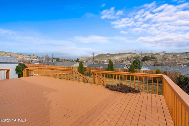 wooden deck featuring a fenced backyard