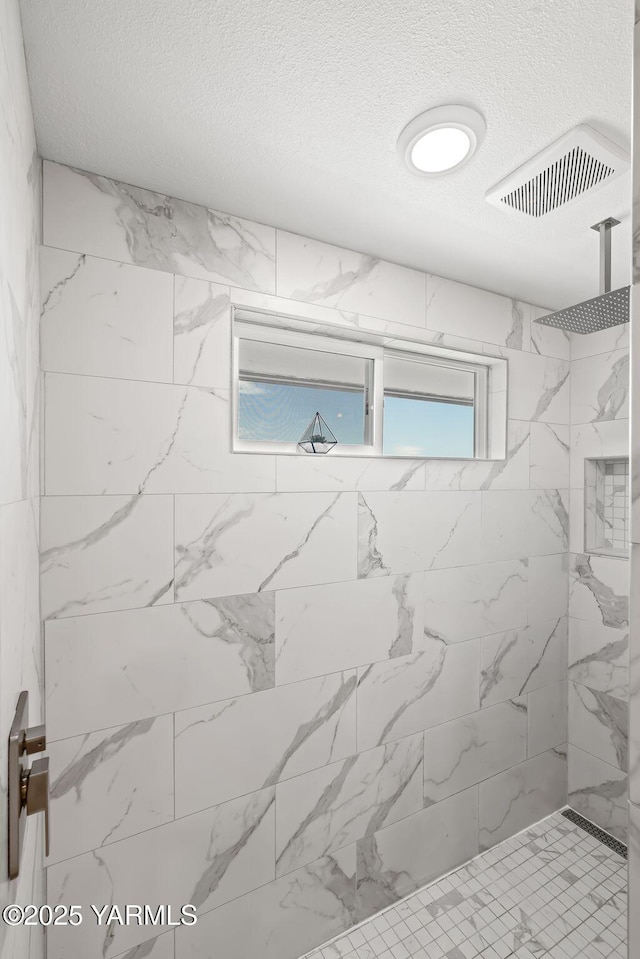 5709 Marilane St, Yakima, WA 98908 - full bath with a tile shower and a textured ceiling