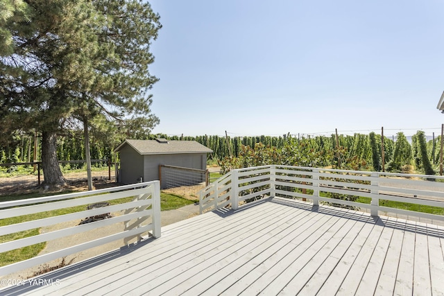 deck featuring a garage