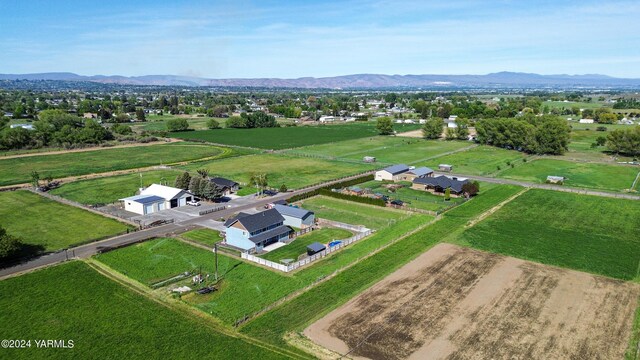 aerial view featuring a mountain view and a rural view