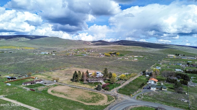 bird's eye view with a mountain view