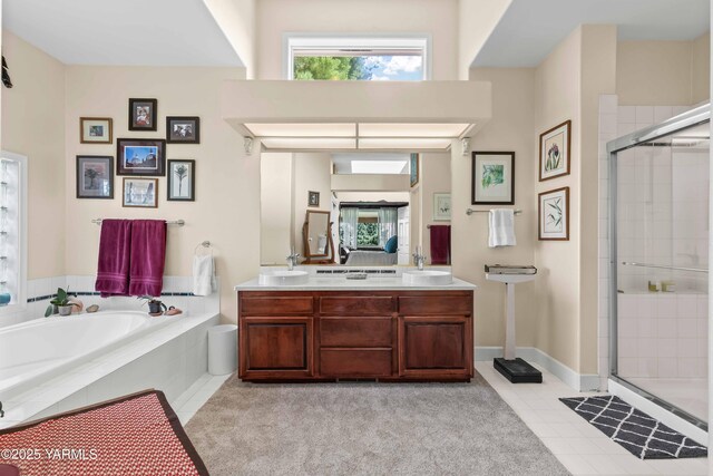 131 Katie Ln, Selah, WA 98942 - bathroom with a stall shower, a bath, and double vanity