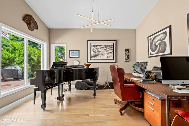 131 Katie Ln, Selah, WA 98942 - office space featuring light wood-style flooring and a chandelier