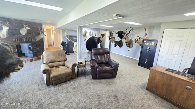 15911 Fisk Rd, Yakima, WA 98908 - carpeted living area featuring a wood stove