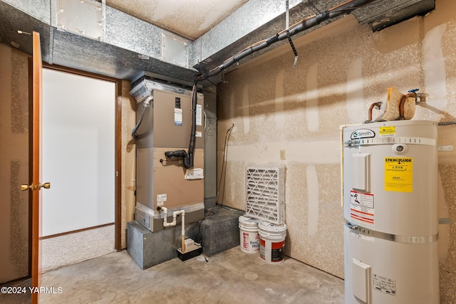 utilities with heating unit and strapped water heater