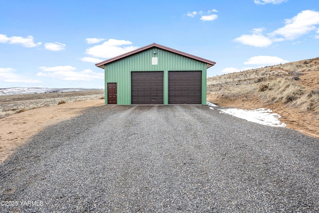 view of detached garage