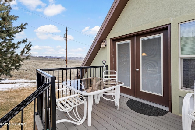 wooden deck with french doors