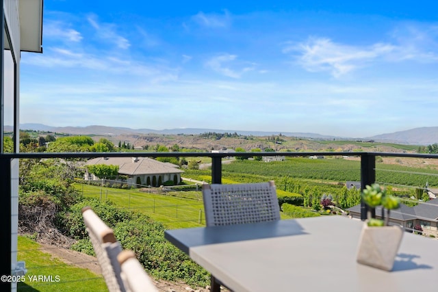 4611 Hilltop Way, Yakima, WA 98908 - view of patio / terrace with a mountain view, a view of countryside, a balcony, and agricultural area