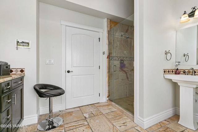 921 Tibbling Rd, Selah, WA 98942 - full bathroom with a stall shower and stone tile floors