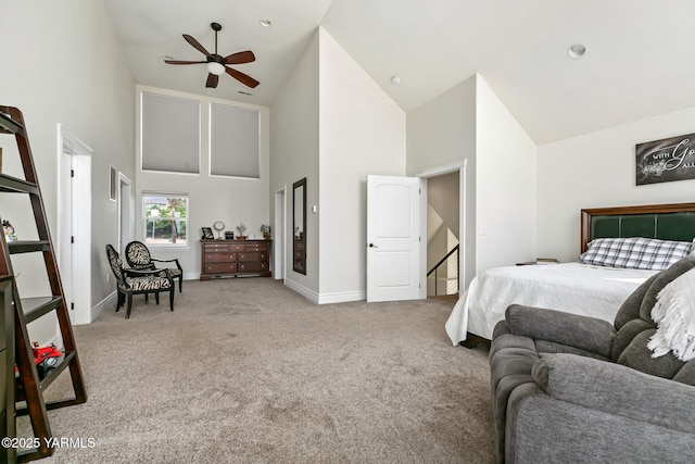 921 Tibbling Rd, Selah, WA 98942 - carpeted bedroom featuring high vaulted ceiling and baseboards