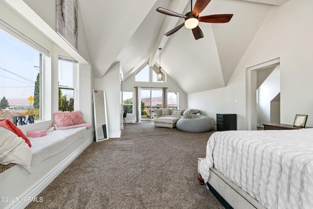 921 Tibbling Rd, Selah, WA 98942 - bedroom with carpet flooring, vaulted ceiling, and ceiling fan