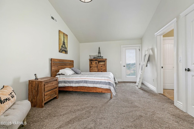 921 Tibbling Rd, Selah, WA 98942 - bedroom with vaulted ceiling, carpet flooring, and access to exterior