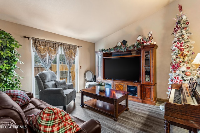2705 Garrett St, Yakima, WA 98902 - living area with dark wood-style floors and vaulted ceiling