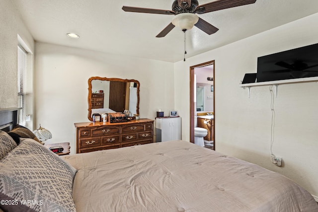 5502 Bristol Way, Yakima, WA 98908 - bedroom with connected bathroom and ceiling fan