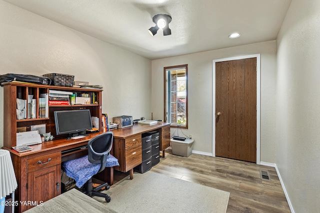5502 Bristol Way, Yakima, WA 98908 - home office with recessed lighting, baseboards, light wood finished floors, and visible vents