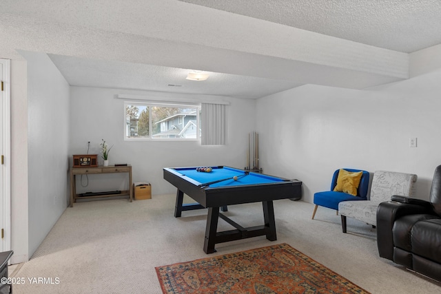 4704 W Prasch Ave, Yakima, WA 98908 - game room featuring light carpet, pool table, and a textured ceiling