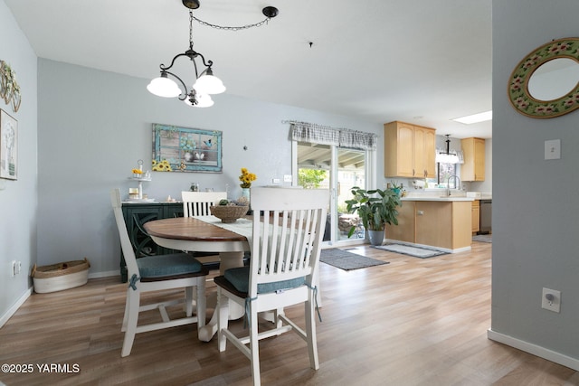 3006 Englewood Ave Unit 32, Yakima, WA 98902 - dining space featuring light wood finished floors, a chandelier, and baseboards