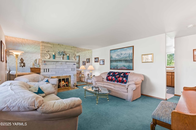 516 N Elm St, Toppenish, WA 98948 - living room with carpet flooring and a fireplace
