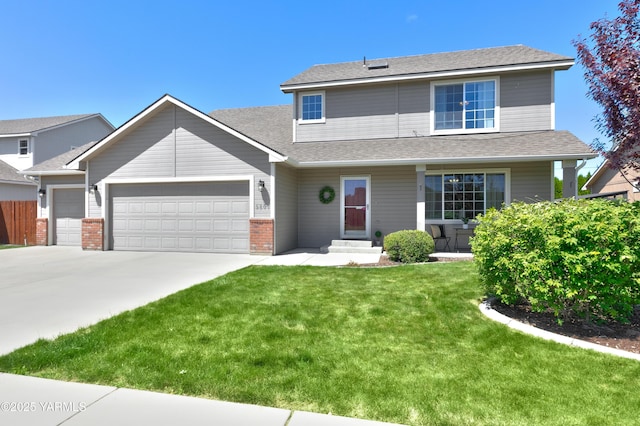 5807 W Whatcom Ave, Yakima, WA 98903 - view of front facade with an attached garage, a front lawn, driveway, and a shingled roof