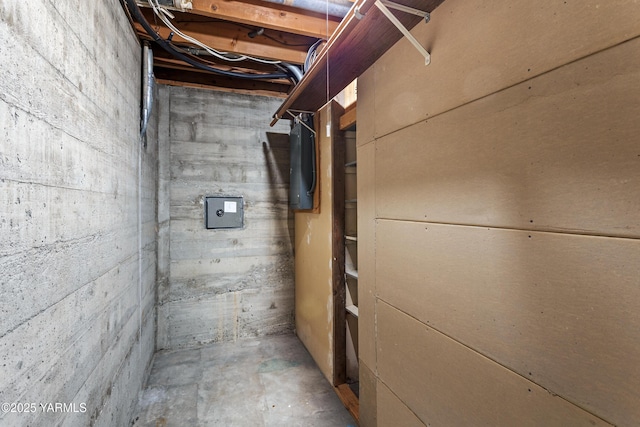 view of unfinished basement