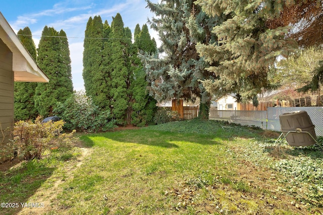 view of yard featuring a fenced backyard