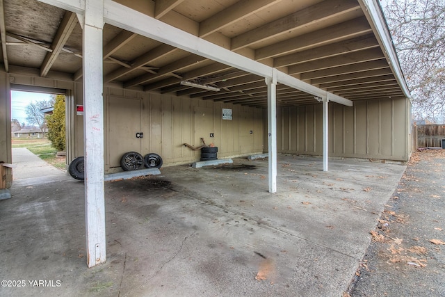 view of covered parking lot