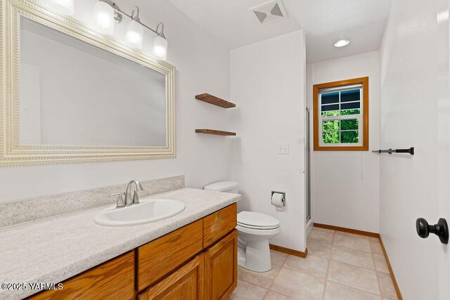 7905 Englewood Ave, Yakima, WA 98908 - full bath featuring toilet, vanity, a stall shower, and baseboards