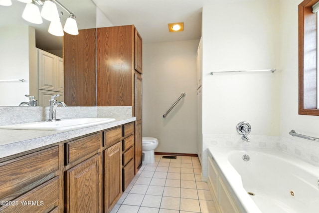 6119 Summitview Ave # 1, Yakima, WA 98908 - bathroom featuring tile patterned floors, a jetted tub, and vanity
