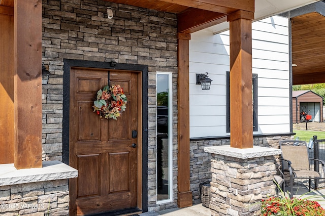 1355 Cook Rd, Yakima, WA 98908 - property entrance with stone siding and a porch