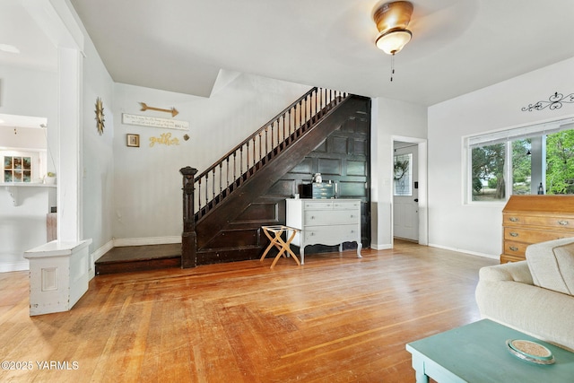 2810 Butterfield Rd, Yakima, WA 98901 - living room featuring stairway and wood finished floors