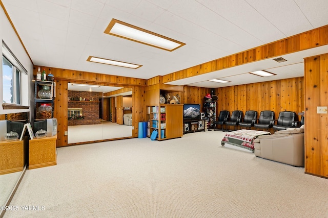 10800 Zier Rd, Yakima, WA 98908 - living area with carpet floors and wood walls