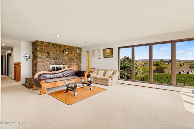 10800 Zier Rd, Yakima, WA 98908 - carpeted living room with a fireplace